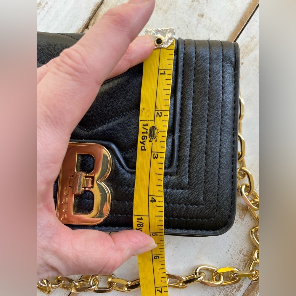 BEBE Katrina Quilted black leather purse Crossbody Bag gold tone magnetic close - Picture 12 of 13
